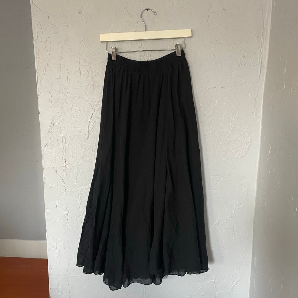 Ochenta Black Maxi Skirt Flowy Whimsigoth Layered 100% Cotton Breezy neutral S